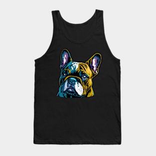 Yellow and Teal French Bulldog Face Tank Top